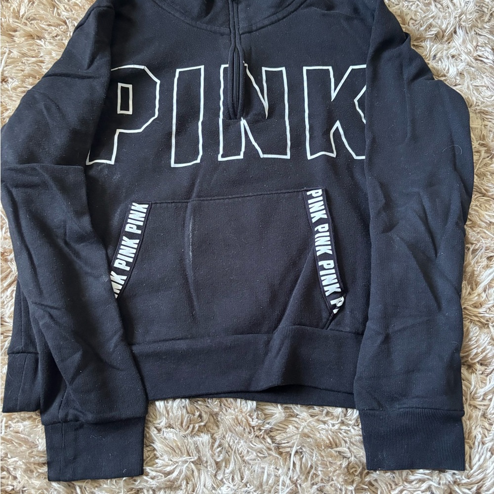 Victoria's Secret PINK Black Pullover with White Logo Trim